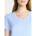 thumbnail image 5 of Time and Tru Women's Cotton V-Neck Tee with Short Sleeves, Sizes XS-4X, 5 of 6