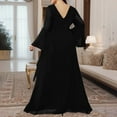 thumbnail image 5 of Chiffon Evening Gowns for Women Formal Plus Size Long Sleeve Low Back Maxi Dresses Elegant Wedding Guest Prom Dress Black, 4XL, 5 of 6