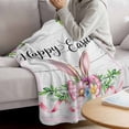 thumbnail image 3 of Easter Blanket Soft Cozy Warm Throw Blanket for Couch, Plush Fuzzy Flannel Fleece Blankets for Sofa, Spring Farmhouse Watercolor Bunny Flower Wood Grain Bed Blankets Gifts for Men, 50"x80", 3 of 9