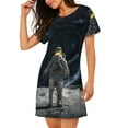 thumbnail image 2 of Pofeuu Astronaut Standing In The Moon Print Women's Loose Fit Short Sleeve Nightgown, Comfortable Sleep Dress for Women, Casual Lounge Sleepwear, Soft Cotton Sleep Dress, 2 of 6