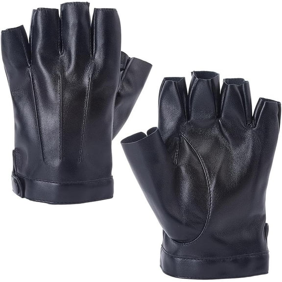 PU Leather Shalf-finger Gloves Black 155x108x4mm