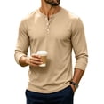 thumbnail image 2 of Men's Henley T-Shirts Long Sleeve Button Pullover Shirt Casual Basic Tees Fall Winter Trendy Shirt 2XL, 2 of 6