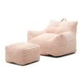 thumbnail image 6 of CKEASEAN Corduroy Bean Bag Chair with Filler, 27.5'' Comfy Cozy Bean Bag Chairs With Ottoman, Tufted Soft Stuffed Filling & Memory Foam, Fluffy and Lazy Sofa with Side Pocket for Relax/Gaming, 6 of 10