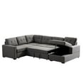 thumbnail image 6 of Bowery Hill Dark Gray Linen Fabric Sleeper Sectional Sofa with Storage Chaise, 6 of 6