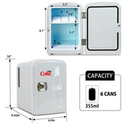 Coca‑Cola Diet Coke 4L Mini Cooler Portable Fridge and Warmer Holds 6 Cans, 12V/110V Travel Fridge, Gray