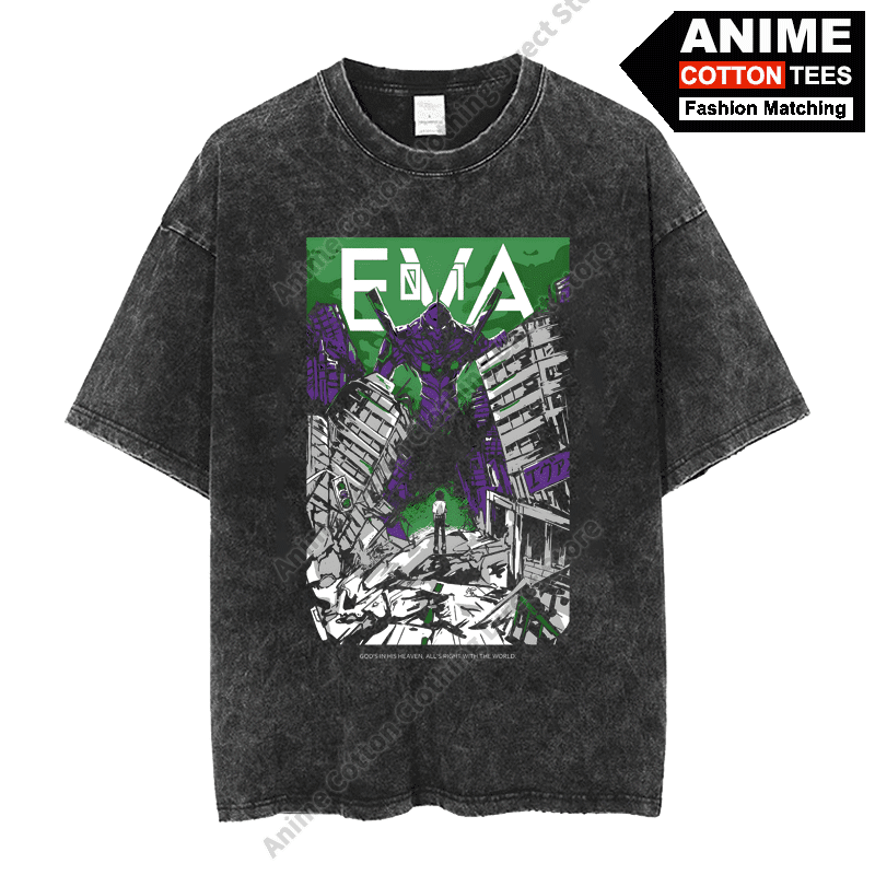 トップス Vintage Evangelion Eva 01 test tshirts Anime NEON GENESIS EVANGELION TEST TYPE EVA-01 Print T Shirt