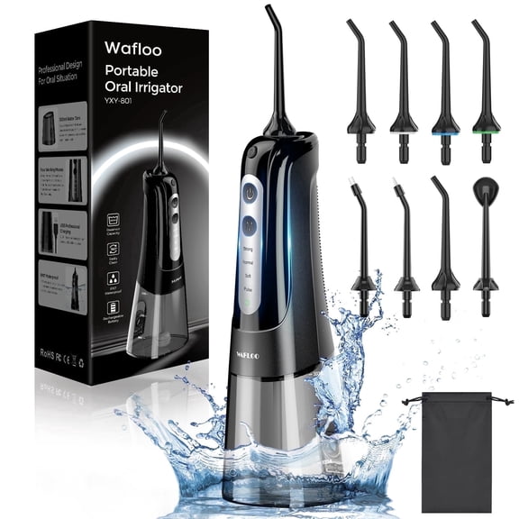 Water Flosser for Teeth Cordless: 4 Jet Tips 4 Modes Oral Irrigator Portable, 300ML Tank USB Rechargeable IPX7 Waterproof Water Flossing for Adults Teeth Cleaning Home and Travel