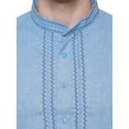 thumbnail image 4 of Kurta Longue pour Hommes Vêtements Indiens Robe en Coton Brodée Tenue Décontractée (Bleu Ciel, G), 4 of 5