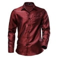 thumbnail image 1 of Camisas Tipo Para Hombre Camisa de moda casual para hombre de primavera Camisa de manga larga de disco de los años 70 para hombre (Red, M), 1 of 4