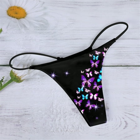 Meiodtion Underwear for Women Seamless Cheeky High Waisted Comfort Panty Cute Thong Waistband Flat Seams Panties  Purple  L