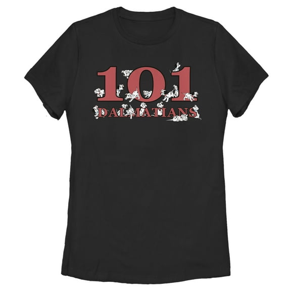 Women's One Hundred and One Dalmatians Classic Red Logo Graphic Tee Black Medium
