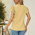 thumbnail image 4 of Women's Yellow V-Neck Ruffled Sleeve T-Shirt with Hollow Out Dots, Loose Casual Summer Top - Size M, 4 of 6