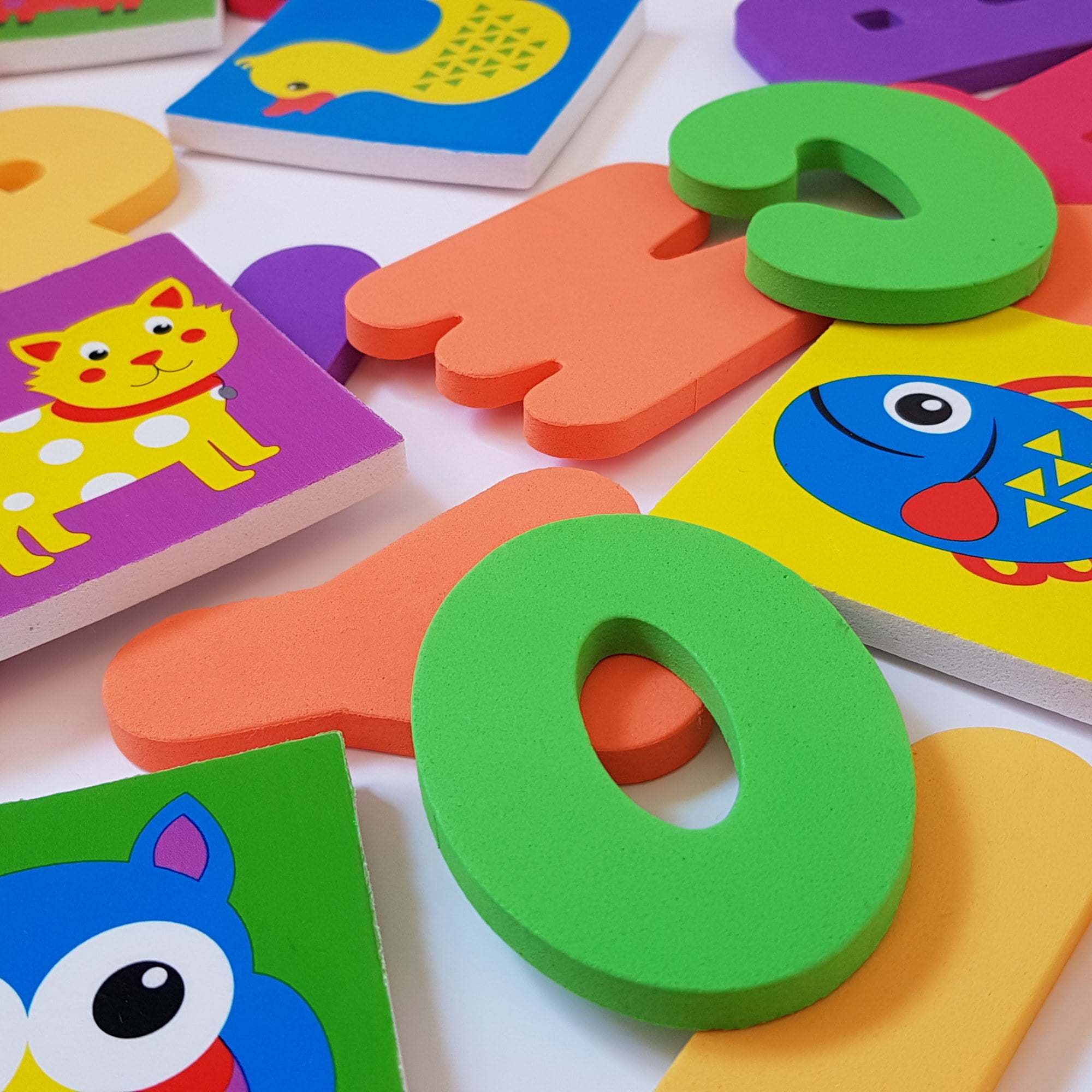 Buddy & Barney: Alphabet Bath Time Stickers - 38 Reusable Foam Stickers, Mesh Storage Bag, ABC & Animal, Fun Tub & Water Toy, Toddlers & Kids Age 3+
