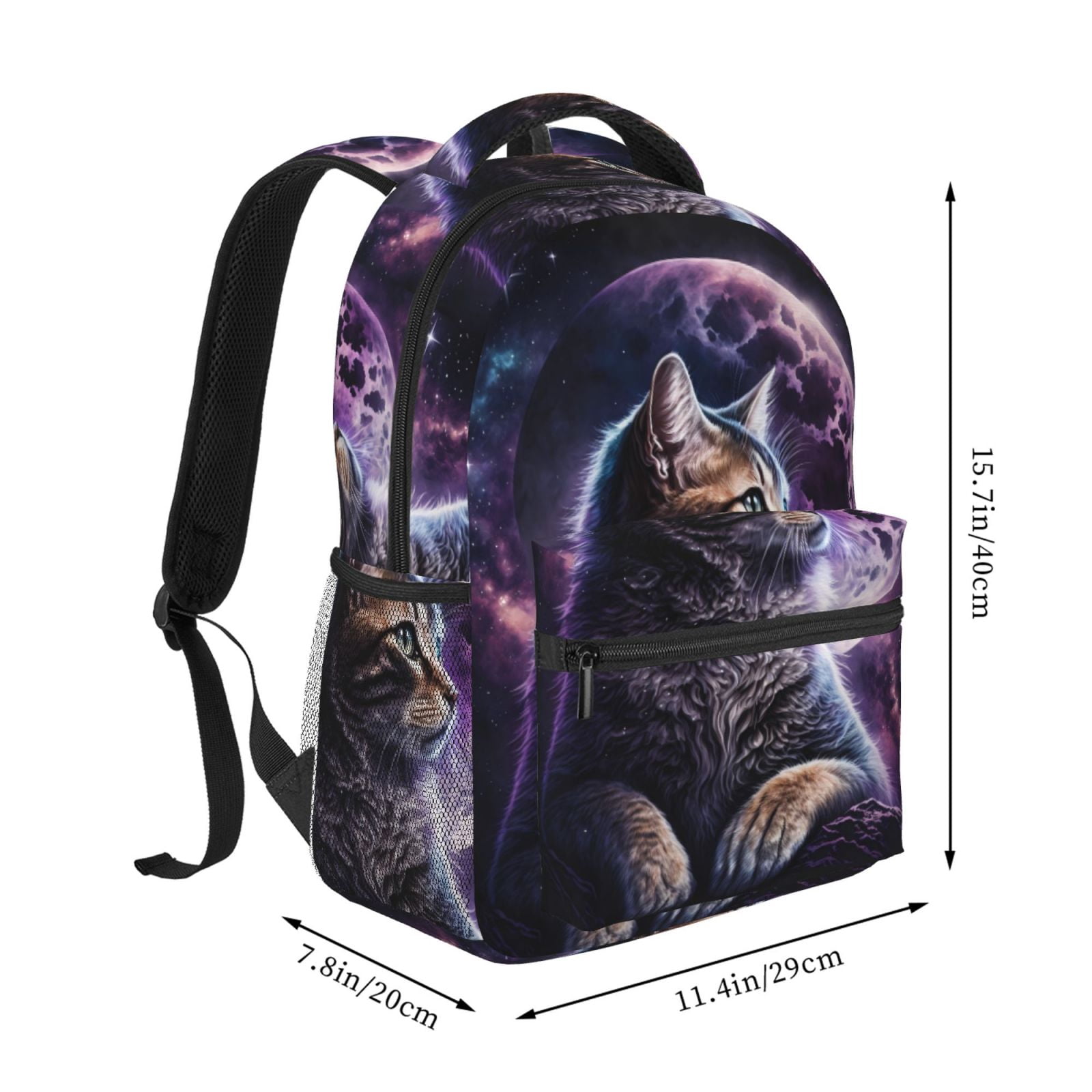 Xecao Purple Moon Cat Backpack, a stylish and functional choice for both men and women, is the perfect basic bookbag for college, work, or travel