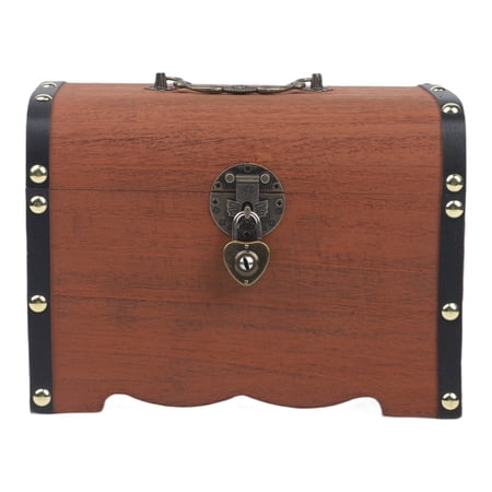 Homena Wooden Lockable Treasure Chest Storage Box Vintage Design for Home and Office