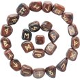 thumbnail image 1 of Crocon Mahogany Obsidian Rune Stones Set Engraved with Elder futhark Crystal Runes Set, Reiki Healing runas for Meditation Chakra Balancing Rune Stone for Beginners with Crystal Guide & Pouch 15-20mm, 1 of 7