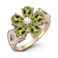 thumbnail image 2 of 6X4mm Pear Shape Peridot 925 Sterling Silver Rose Vermeil Floral Art Deco Women Mother's Day Gift Ring, 2 of 3