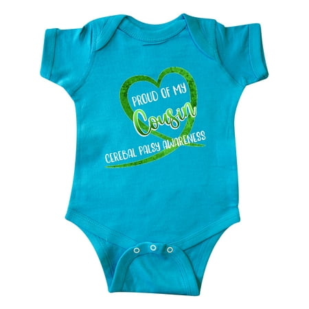 

Inktastic Proud of my Cousin Cerebral Palsy Awareness Heart Ribbon Gift Baby Boy or Baby Girl Bodysuit