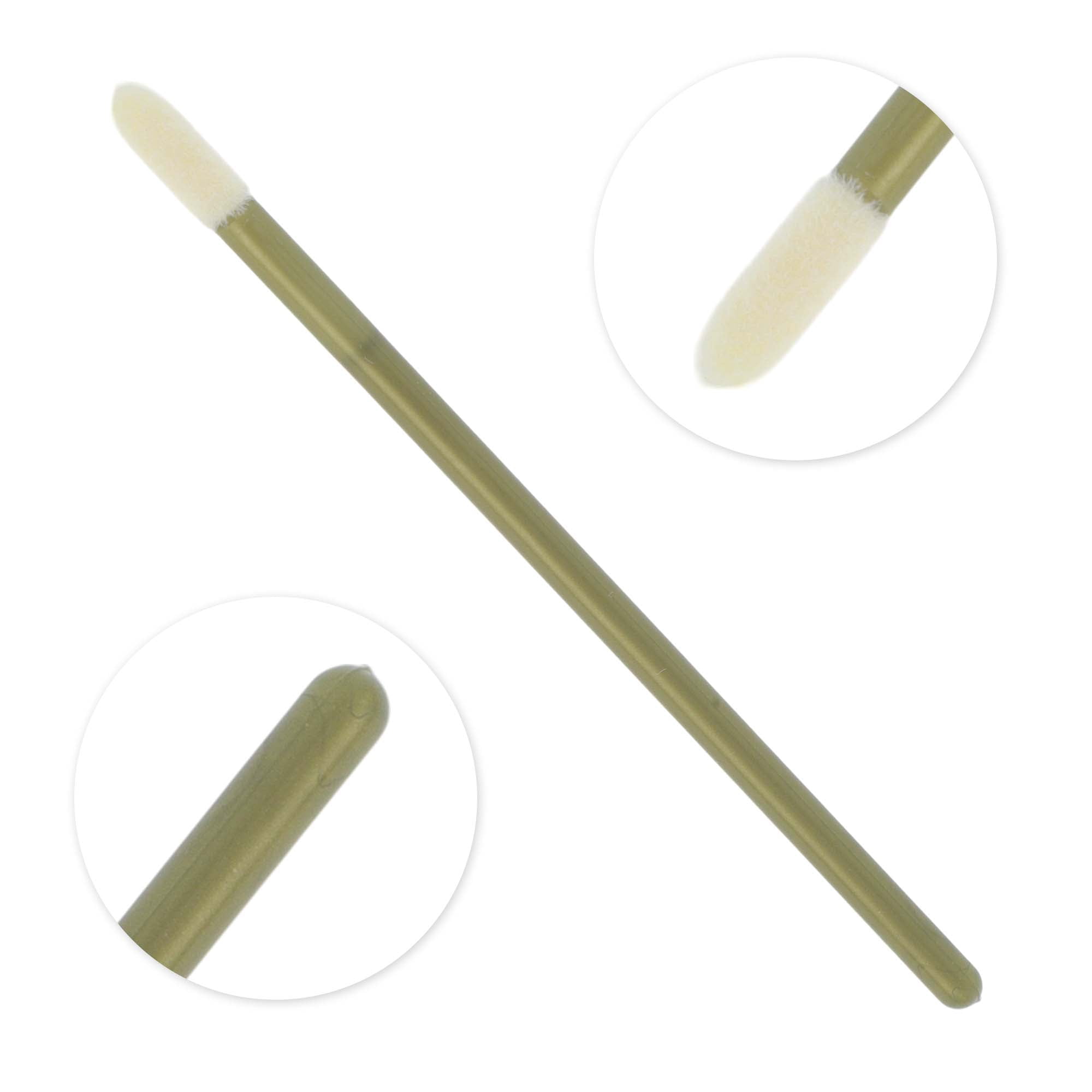 Unique Bargains 100 Pcs Disposable Barreled Solid Rod Lip Brush for Vacation Gold Tone