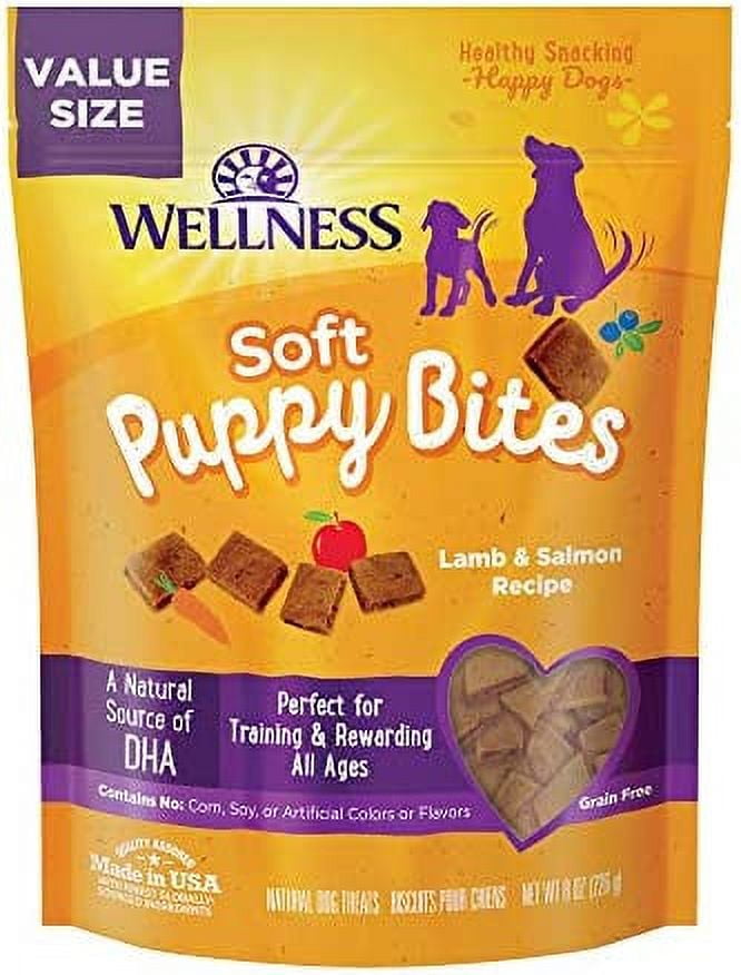 Wellness Healthy Puppy Bites Grain Free Real Meat DHA Lamb Salmon Chicken Carrots Walmart