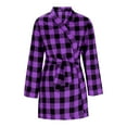 thumbnail image 5 of Htigea Plaid Robe for Women Lightweight Belted Short Bathrobe Ladies Sleepwear Nightgown Comfy Homewear Purple,M, 5 of 7