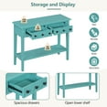 thumbnail image 5 of Fumedo Rustic Console Table with Open Shelf, Rubber Wood Legs, Ideal for Entryways, Living Rooms, and Hallways (Teal), 5 of 8
