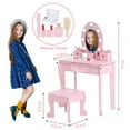 thumbnail image 3 of Kids Vanity Set with Mirror,Kids Vanity Table and Chair Set Girls' Makeup Dressing Table with Lights & Wood Makeup Playset Birthday Christmas Gift for Age 4-9 Years, 3 of 6