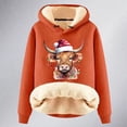 thumbnail image 4 of Women Christmas Outfit Western Christmas Print Women's Hooded Sweatshirt Festive Holiday Girly Cozy Pullover Top Orange 5XL, 4 of 4