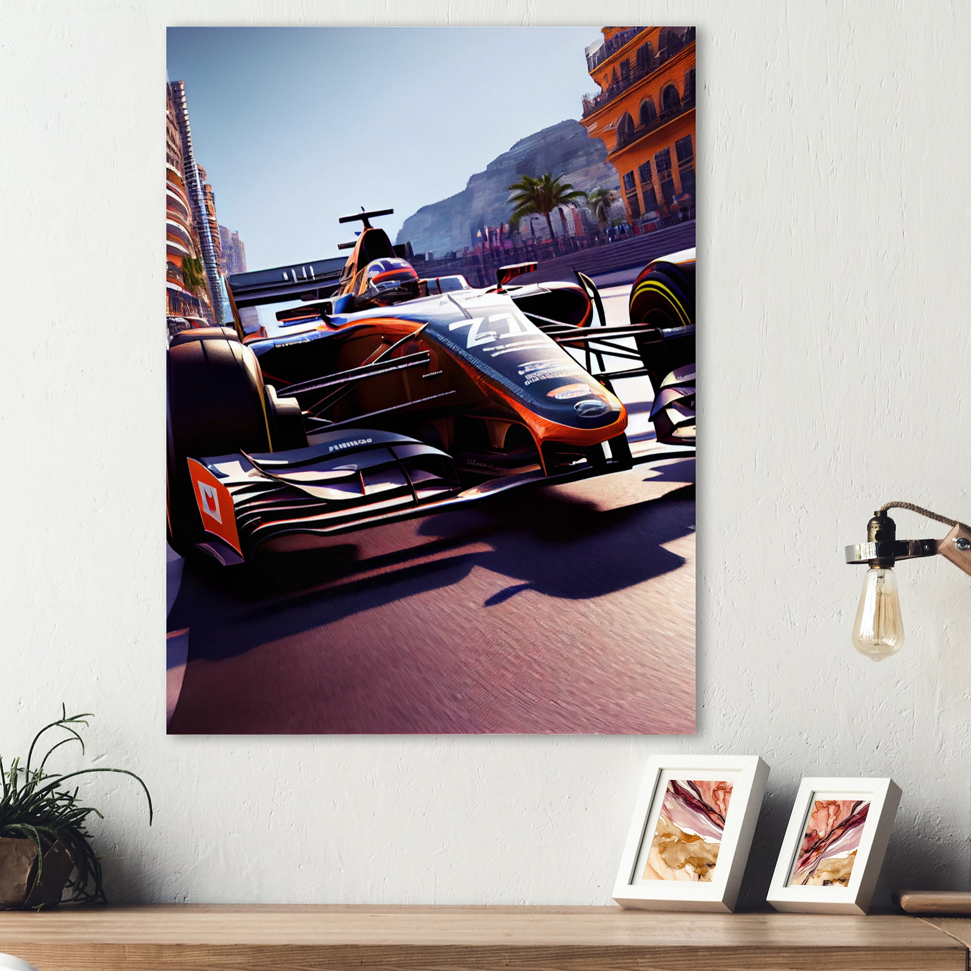 Designart Racing car in Monaco GP IV Canvas Wall Art