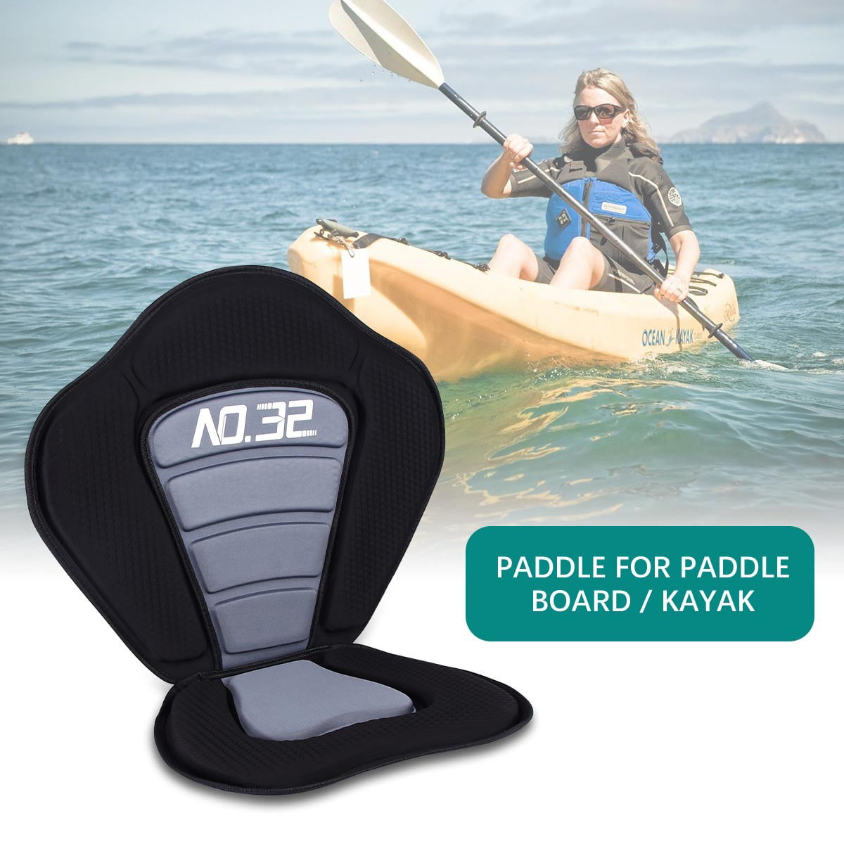 Deluxe Kayak Seat Adjustable Padded Detachable Canoe Back Rest Cushion 