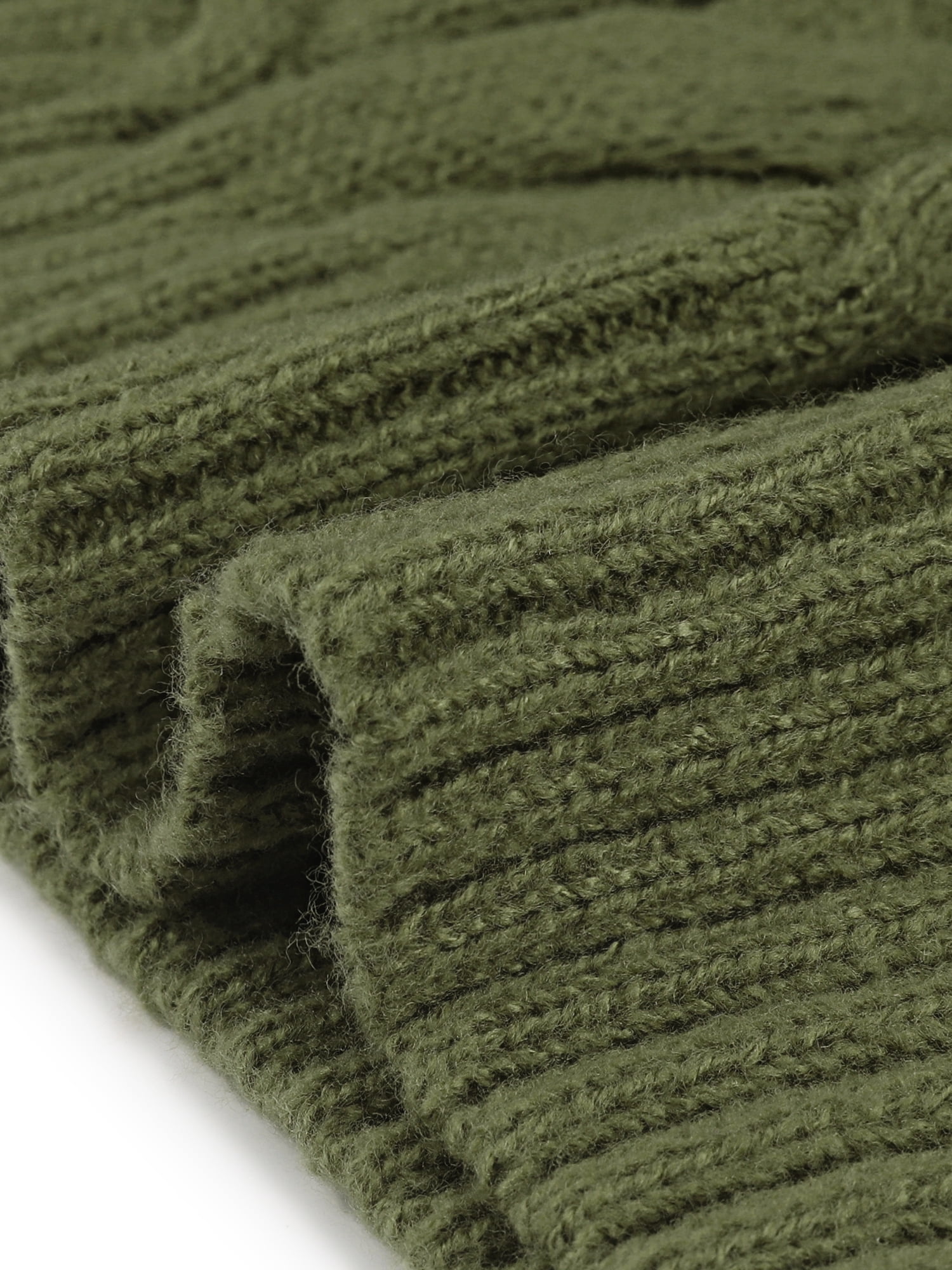 DARING DIVA Women's Plus Long Sleeve Crewneck Fisherman Cable Sweater 3X Army Green