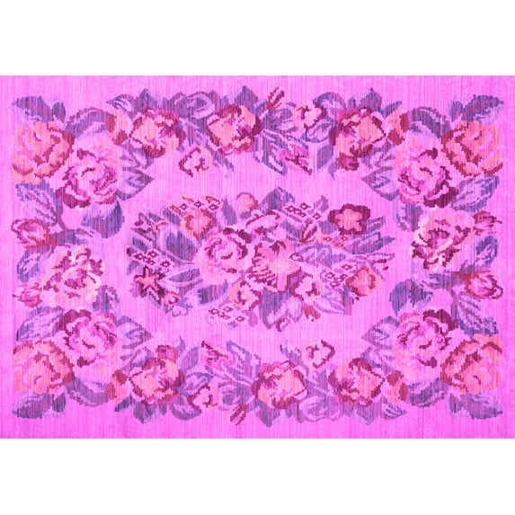 Ahgly Company Indoor Rectangle Medallion Pink French Area Rugs, 7' x 9'