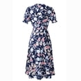 thumbnail image 3 of Fesfesfes Clearance Women Causual V Neck Dress Chiffon Floral Boho Beach Short Sleeve Dress, 3 of 7
