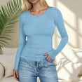 thumbnail image 2 of vigerkar Womens Long Sleeve Shirts Blouses Fall Fashion Ribbed Basic Tops Winter Clothes (Light Blue, S), 2 of 6