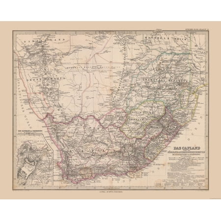 Historic Map - South Africa - Stieler 1885 - Vintage Wall Art