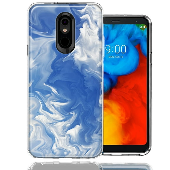 MUNDAZE For LG Stylo 4 Sky Blue Swirl Design Double Layer Phone Case Cover