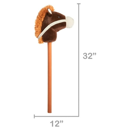 Spark Create Imagine Plush Riding Stick, Dark Brown Horse for 3 Years and Up