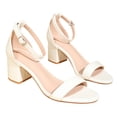 thumbnail image 1 of Sandalias de tacón grueso de bloque bajo para mujer Zapatos de vestir con correa en el tobillo con punta abierta (37 Blanco), 1 of 9