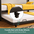 thumbnail image 5 of Kdymod Triple Bunk Bed Twin over Twin with Trundle, Convertible Metal Bunk Bed Frame with Ladder & Safety Guardrail, Space-Saving for Teens and Adults, Bedroom Dorm, Black, 5 of 12