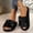 Black, variant on Womens Fuzzy Open Toe Slide Slippers - Plush House Shoes with Bow,Size 5.5-6