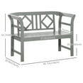 thumbnail image 3 of Outsunny Wooden Bench w/ Stylish Pattern Backrest, Loveseat Chair, Gray, 3 of 10
