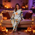 thumbnail image 7 of TOWED22 Women‘s Halloween Pumpkin Print Pajama Set, Long Sleeve Crew Neck Sleepwear with Pants, Cozy Matching Family Holiday Outfit,L, 7 of 7