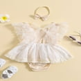thumbnail image 3 of Infant Baby Girls Romper Dress Flower Embroidery Wings Jumpsuits, 3 of 9
