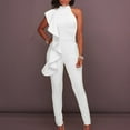 thumbnail image 3 of Women Solid Color Ruffled Jumpsuit Jumper Sleeveless Rompers Summer Beach Holiday New, 3 of 4