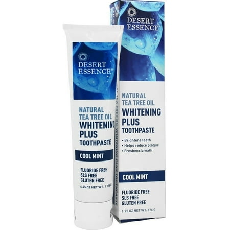 Desert Essence Natural Tea Tree Oil Whitening Plus Toothpaste, Cool Mint 6.25 oz (Pack of 4)