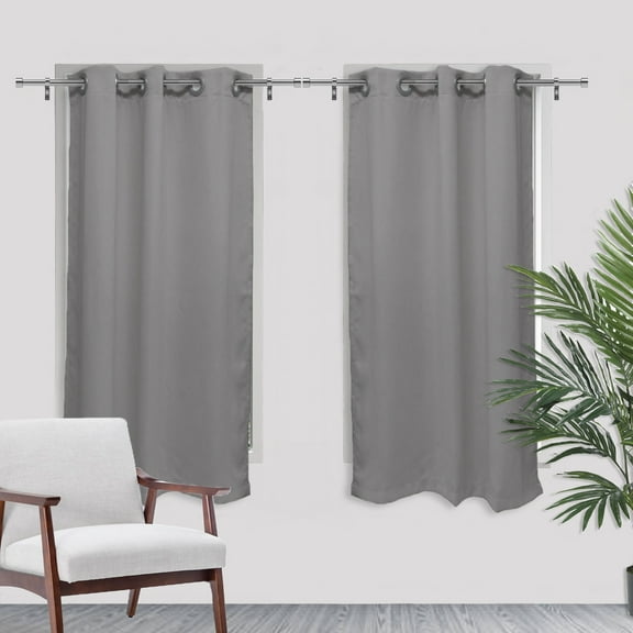 Your Chair Covers - 52 X 63 Inch Blackout Polyester Curtains with Grommets Gray - 2 Panels