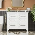 thumbnail image 3 of 36" Bathroom Vanity with Sink, Modern Bathroom Vanity with 4 Storage Drawers, Solid Wood Floor Mount Bathroom Cabinet with Resin Sink, White, 3 of 18