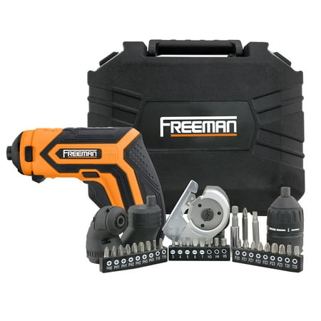 

Freeman P36VCMSK 3.6 Volt Cordless 5-in-1 Mini Screwdriver Kit with Charger Interchangeable Attachments Hex Bits and Case