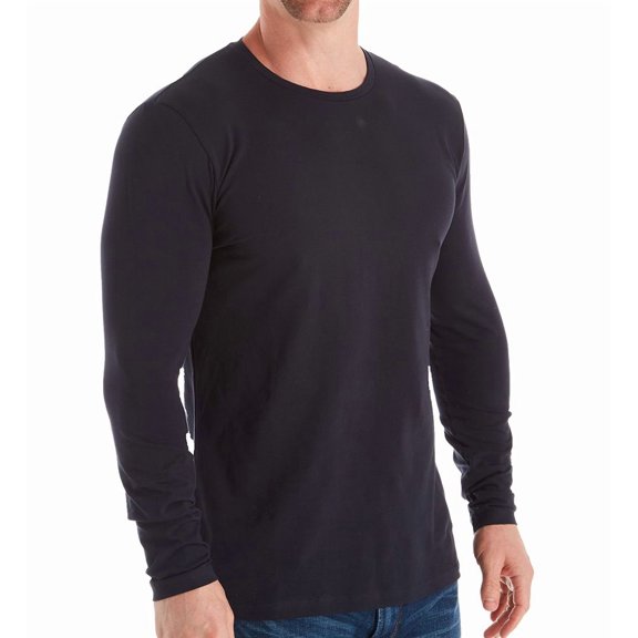 Men's Bread and Boxers 116 Slim Fit Organic Cotton Long Sleeve T-Shirt (Dark Navy XL)