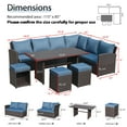 thumbnail image 4 of JOIVI 7 Piece Patio Furniture Set, Outdoor Dining Sectional Sofa Set with Aluminum Table and Ottoman, Rattan Wicker Conversation Set, Aegean Blue, 4 of 9